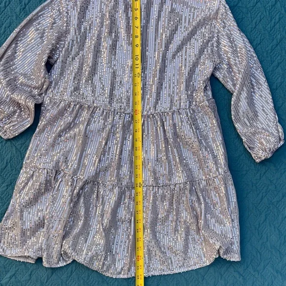 Maeve Shimmering Silver Pink Sequin Dress Anthropologie - Picture 6 of 8